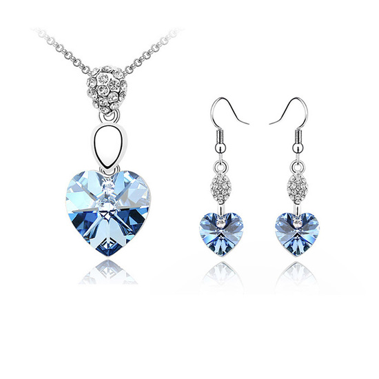 Blue Swarovski Elements Crystal heart pave gold-plated...