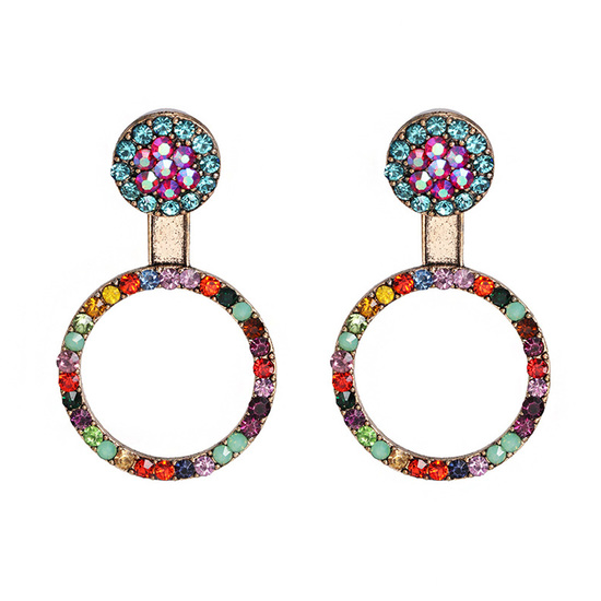 Multicoloured Crystal Hoop Ear Jacket Earrings