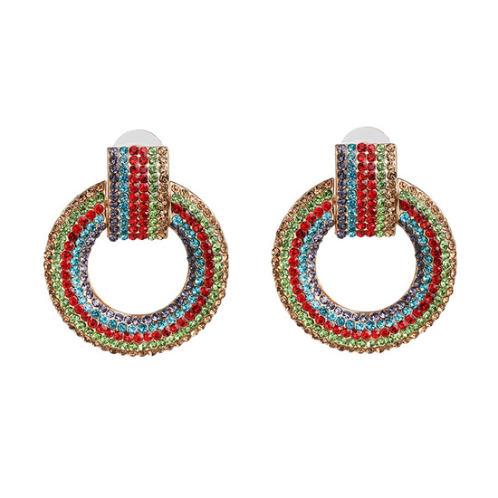 Colourful Embellished Crystal Hoop Drop Earrings