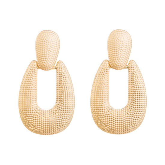 Dot Textured Oval Door Knocker Drop Earrings