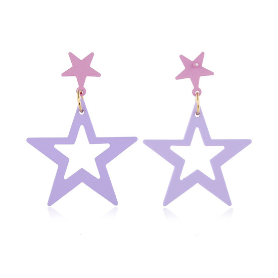 Matte Lilac Pink Stars Drop Earrings