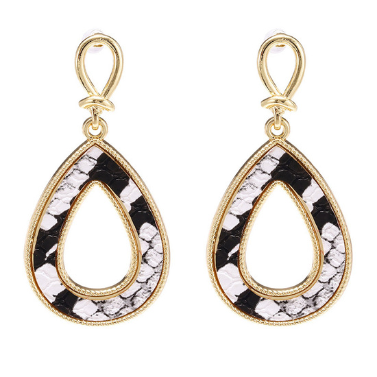 Snake Skin Print Teardrop Drop Earrings