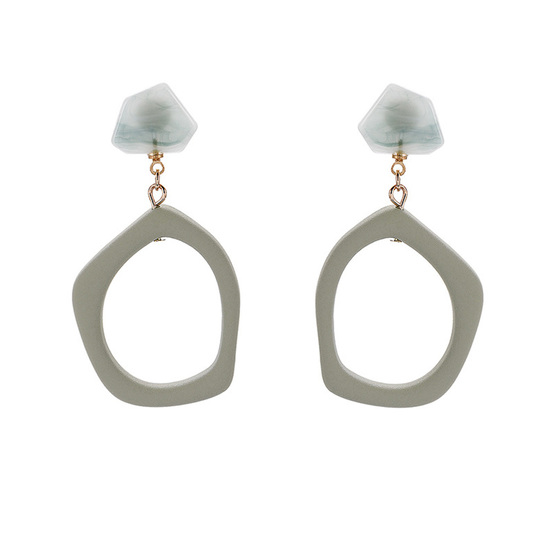 Dark Sea Green Irregular Hoop Drop Earrings