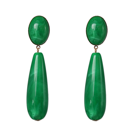 Green Long Teardrop and Oval Marble Effect Drop...