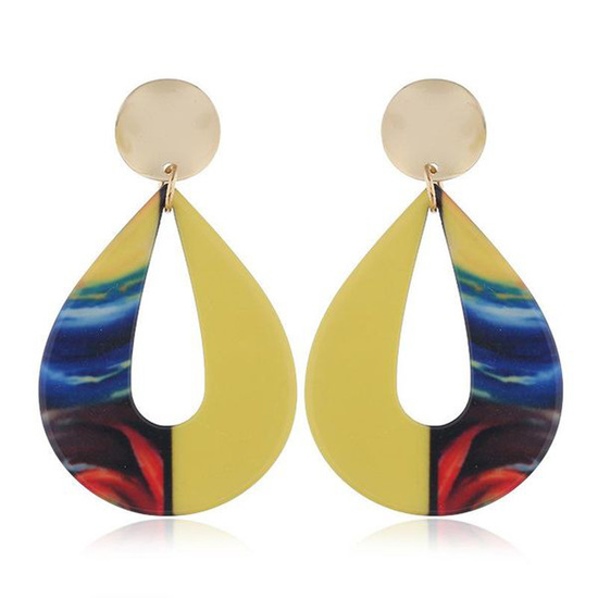 Yellow and Multicoloured Acrylic Teardrop Drop...