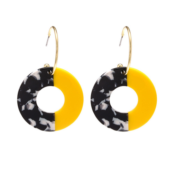 Yellow with Black and White Tortoiseshell Hoop...