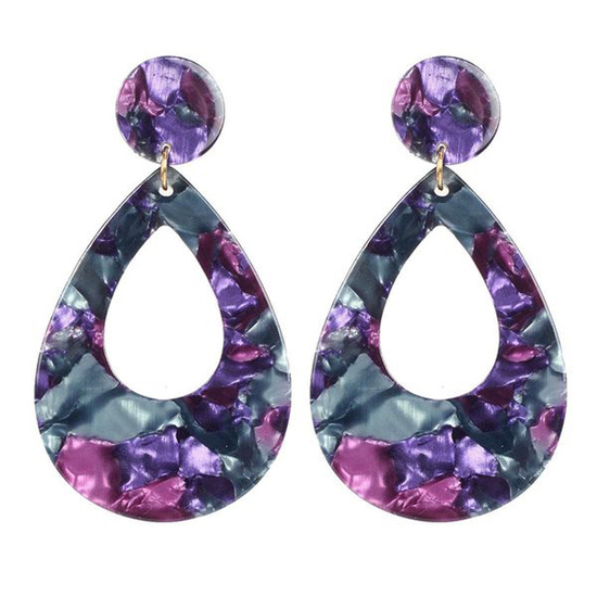 Purple and Gray Acrylic Acetate Teardrop Drop...