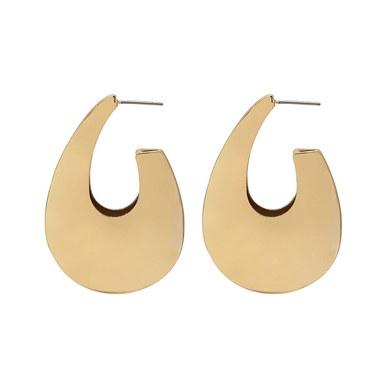 Gold Tone Teardrop Hoop Stud Earrings