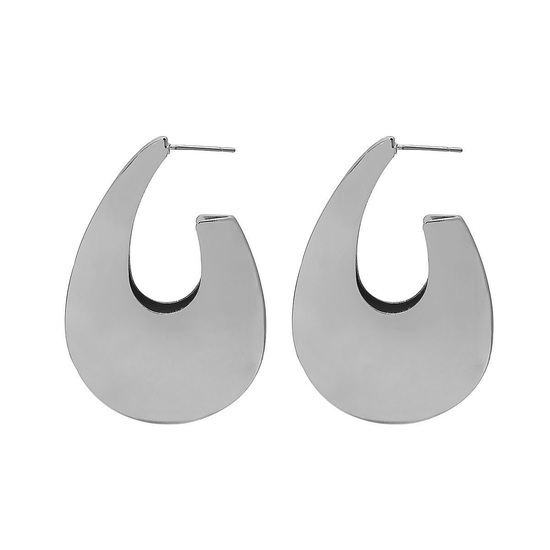 Silver Tone Teardrop Hoop Stud Earrings