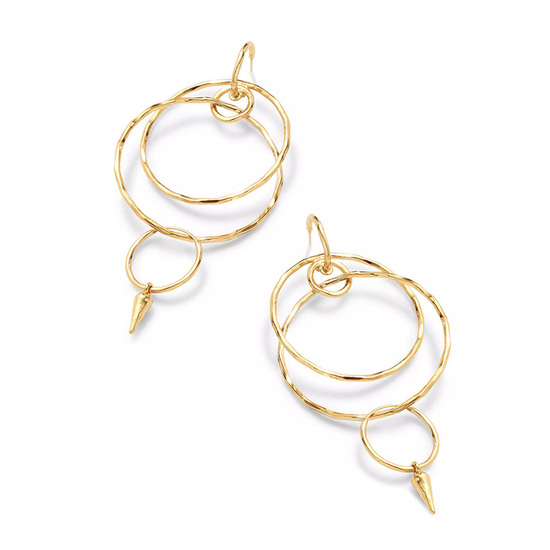 Gold Tone Multi Interlocking Hoop Statement Earrings