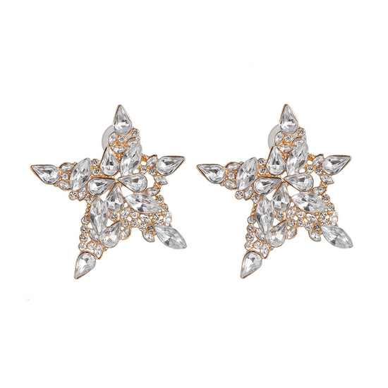 Clear Crystal Embellishment Star Statement Stud...