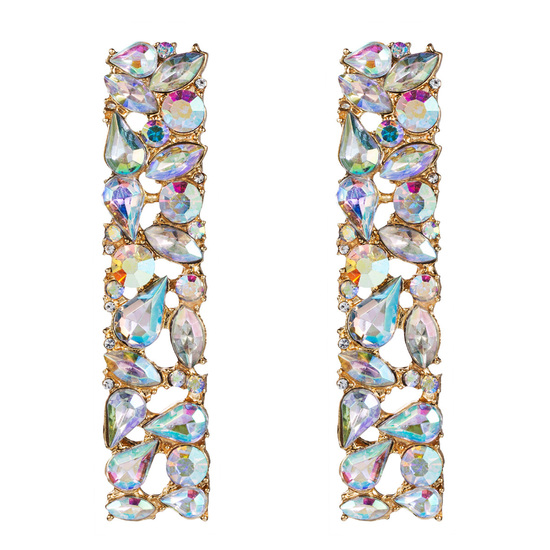 Long Rectangular AB Crystal Embellishment Stud...