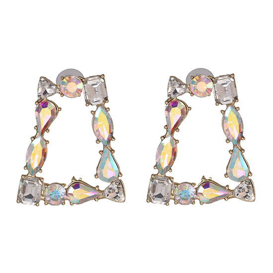 AB Crystal Embellishment Trapezoid Stud Earrings