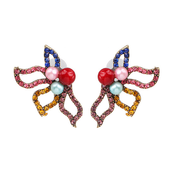 Vibrant Crystal Embellished Demi-Flower Stud Earrings