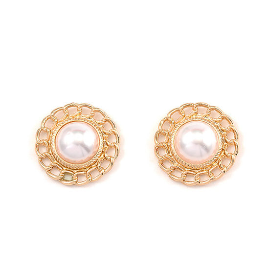 Bridal Gold Tone Faux Pearl Vintage Inspired Stud Earrings