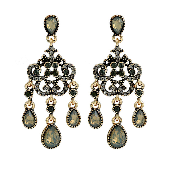 Crystal Filigree Vintage inspired Girandole Style Drop Earrings