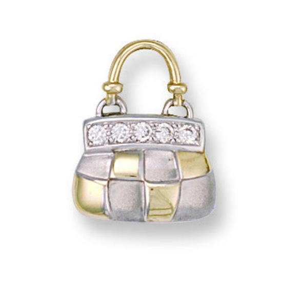 9ct Gold Handbag with CZ