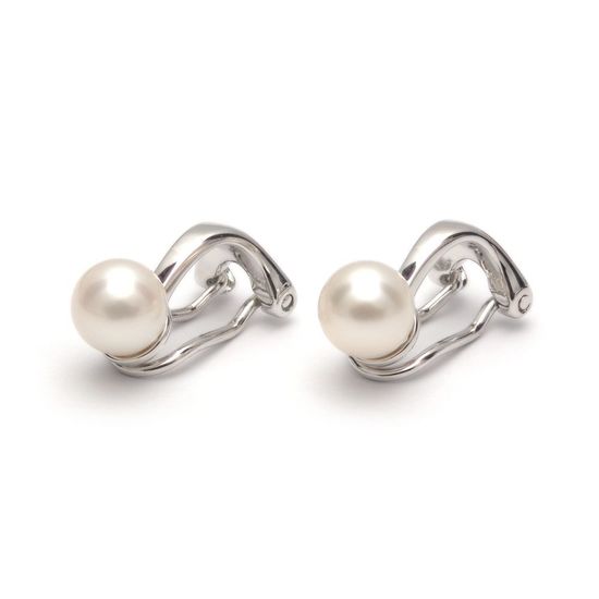 Silver Clip-on Earrings with Pearls of excellent...