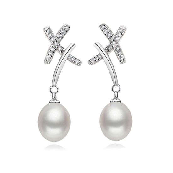 AAA White Freshwater Cultured Pearl Cubic Zirconia...