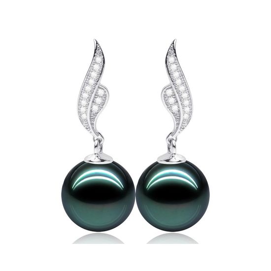 Black Tahitian Pearls in 925 Setting with CZ
