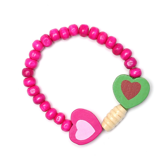 Elastisches Kinderarmband mit rosa Perlen und...