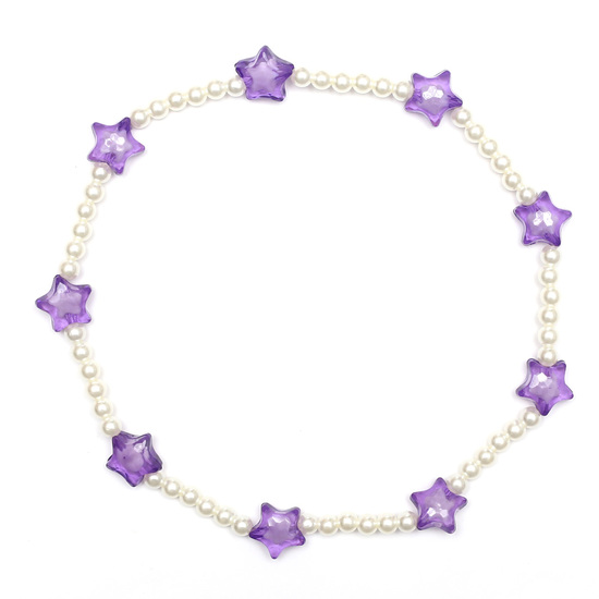 Purple Transparent Acrylic Flowers Necklace with...