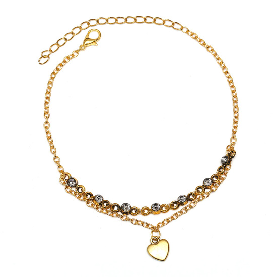 Antique golden tone anklet with black diamond...