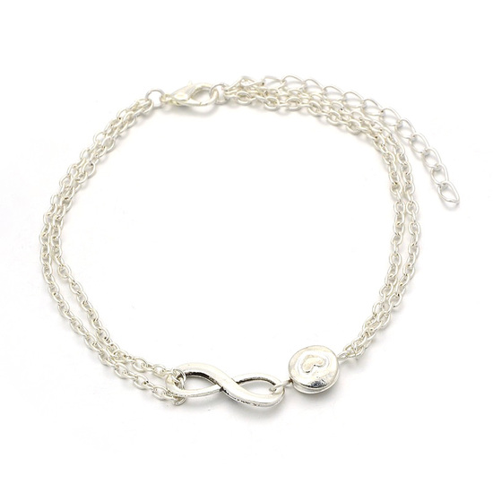 Silver-tone infinity link anklet