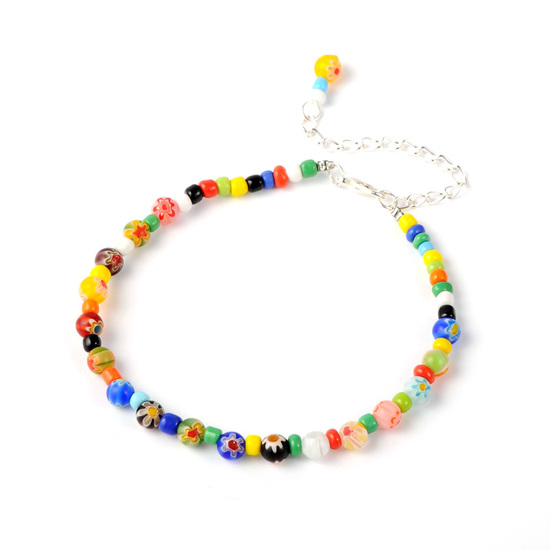 Handmade multicoloured Millefiori glass beads...