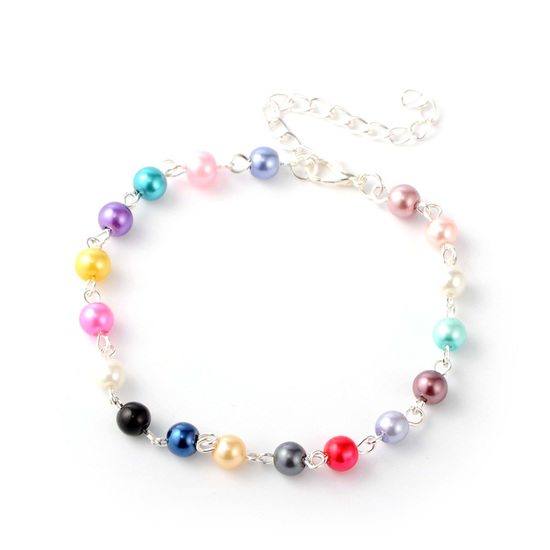 Colourful glass pearl anklet