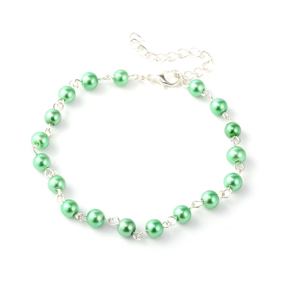 Medium sea green glass pearl anklet