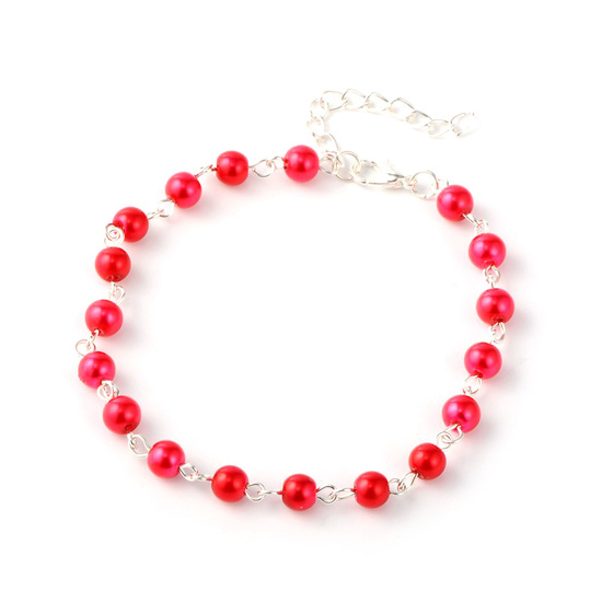 Red glass pearl anklet