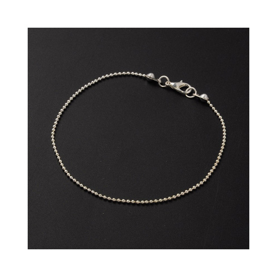 Simple silver-tone ball chain anklet