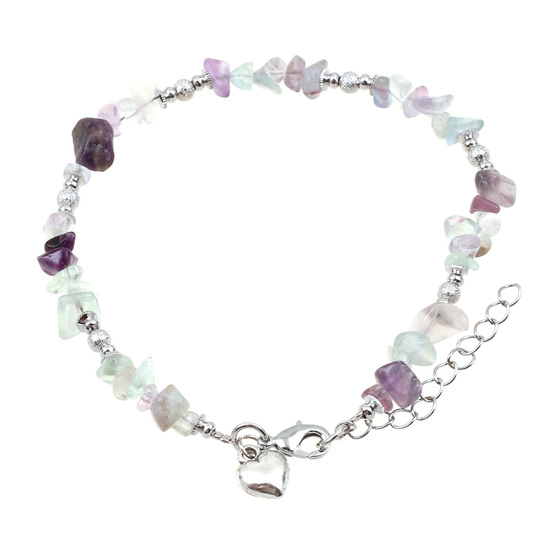 Lovely Fluorite gemstone chips with silver-tone...