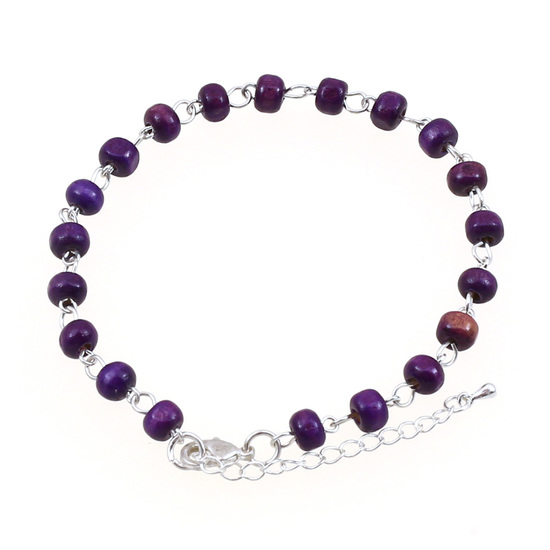 Purple wooden beads anklet