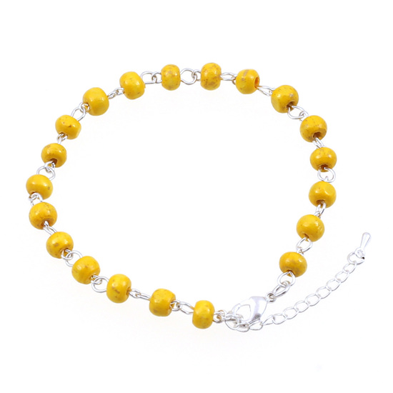 Yellow wooden beads anklet
