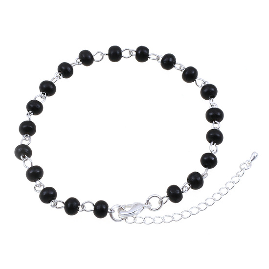 Black wooden beads anklet