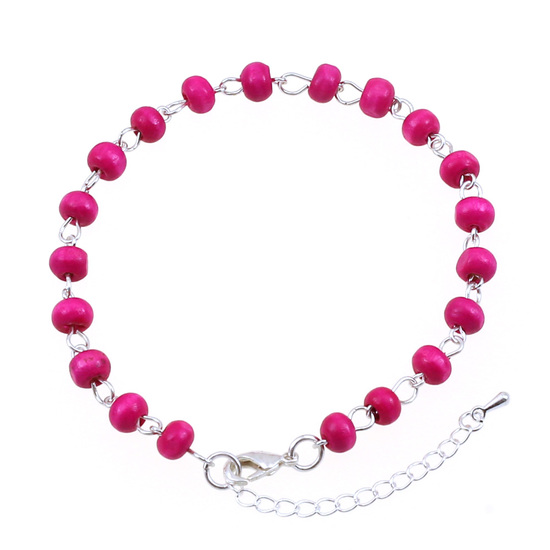 Fuchsia wooden beads anklet
