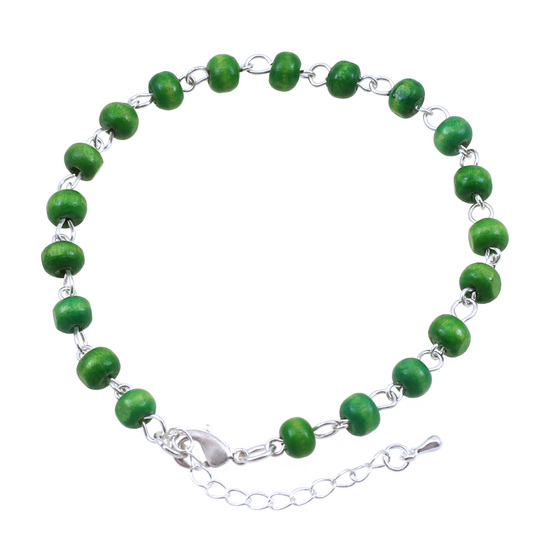 Green wooden beads anklet