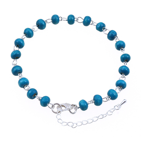 Blue wooden beads anklet