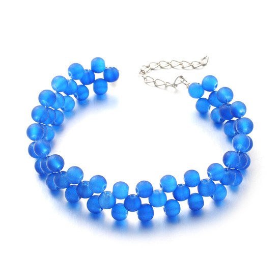 Blue fluorescent colour beads anklet