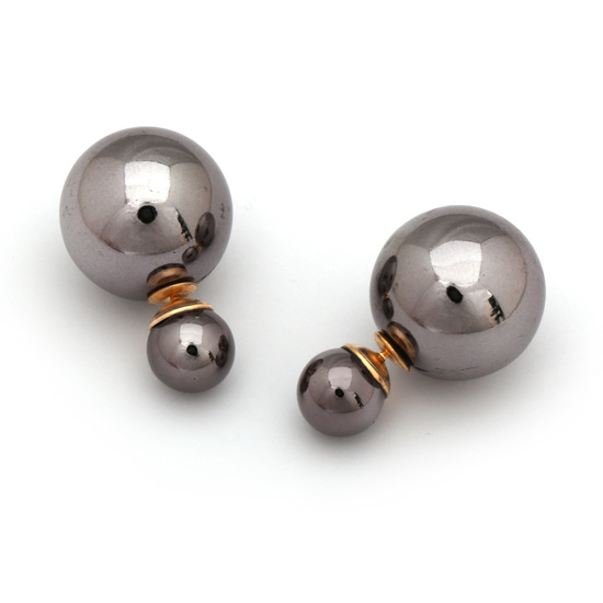 Double sided gray UV plating resin ball ear studs