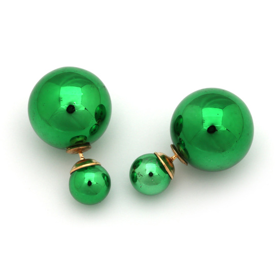 Double sided green UV plating resin ball ear studs