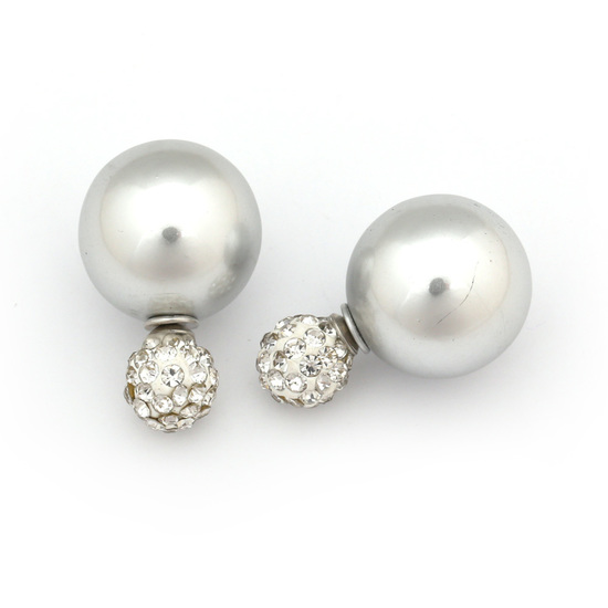 Rauchfarbene Acrylperlen und Fimoperlen mit Strass