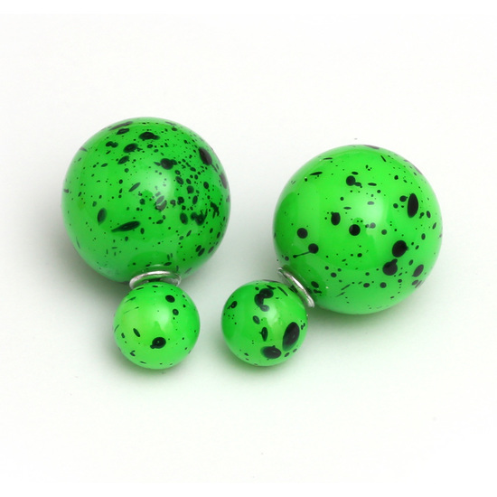 Double sided lawn green spotted acrylic ball ear...