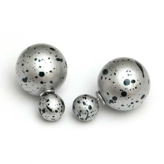 Double sided gainsboro spotted acrylic ball ear...