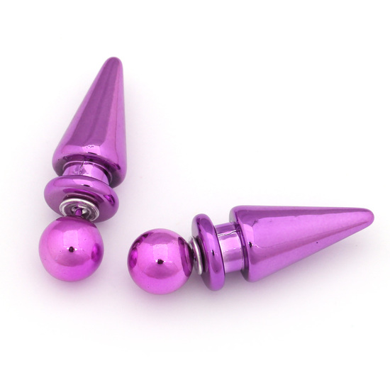 Dark violet acrylic fake ear taper expander stretcher earrings