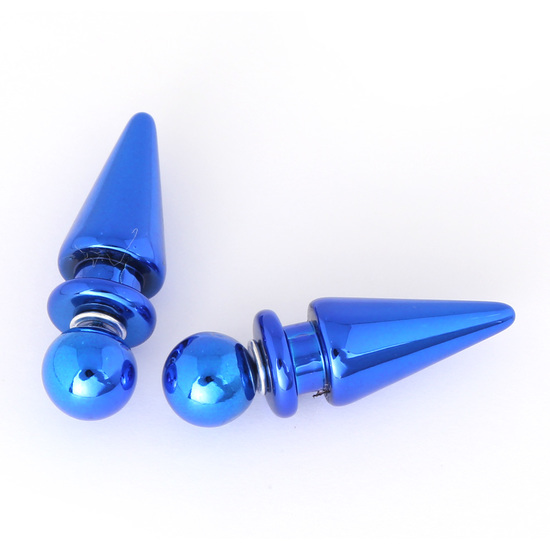 Blue acrylic fake ear taper expander stretcher earrings
