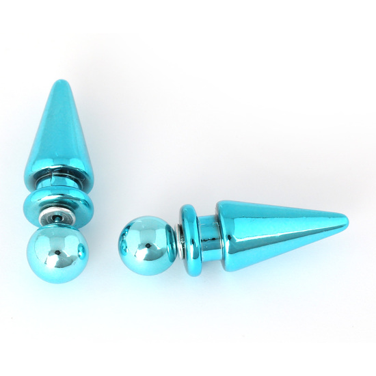 Ocean blue acrylic fake ear taper expander stretcher earrings