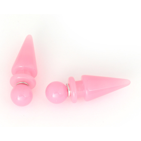 Pink acrylic fake ear taper expander stretcher earrings